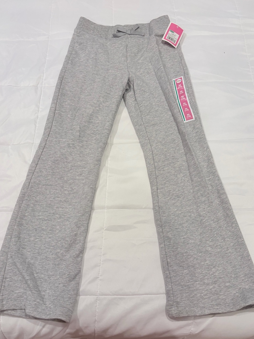 Circo Light Gray Girls Knit Flare Pants with Waist Bow